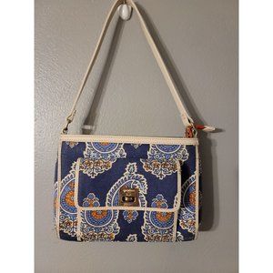 Spartina 449 ELLA Linen Leather Hand Shoulder Bag Turn Key Paisley Print READ